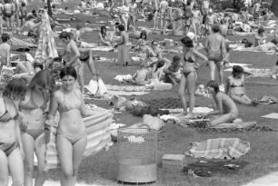 Badebetrieb im Rheinstrandbad Rappenwört