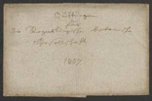 Rechnungen, Abrechnungen, Quittungen (1807)