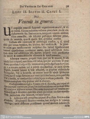 Sectio II. Caput I. De Venenis in genere.