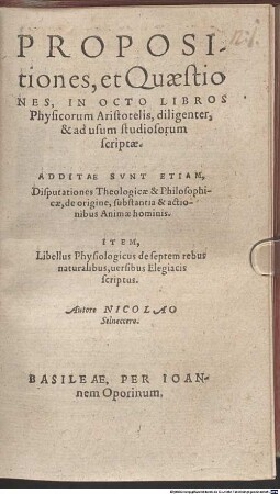 Propositiones et quaestiones in VIII libros Physicorum Aristotelis