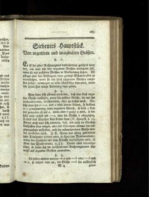 Siebentes Hauptstück. Von negativen und imaginären Größen.