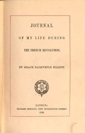 Journal of my life during the French revolution