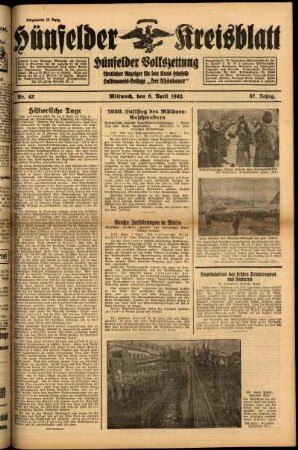 Ausgabe vom Mittwoch, den 08. April 1942.