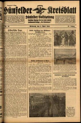 Ausgabe vom Mittwoch, den 08. April 1942.