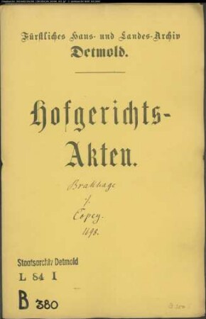 Brockhage, Henrich aus der Luhe gegen Copey in der Mosebeck - Schuldforderung