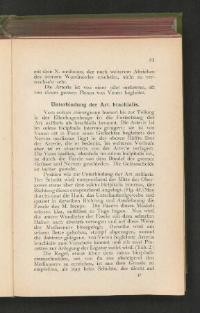 Unterbindung der Art. brachialis.