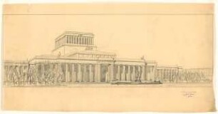 Königliche Oper, Berlin-Tiergarten: Perspektivische Ansicht vom Königsplatz aus (Alternative zu Inv.Nr. 8693)