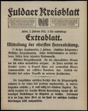 Zweite Ausgabe vom Dienstag, den 02. Februar 1915.