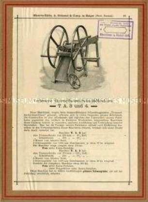 Verbesserte Futter-(Häcksel-)Schneid-Maschinen T.A.3 und 4.
