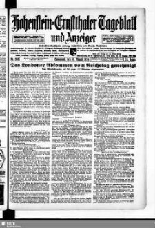 Hohenstein-Ernstthaler Tageblatt und Anzeiger : Hohenstein-Ernstthaler Zeitung, Nachrichten und Neueste Nachrichten ; Generalanzeiger für Hohenstein-Ernstthal mit Hüttengrund, Oberlungwitz, Gersdorf, Hermsdorf, Bernsdorf, ...