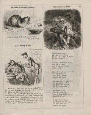 "Illustrationen zu deutschen Classikern" "Haus-Ordnung im Feld" "Tods Sommerlied 1866"