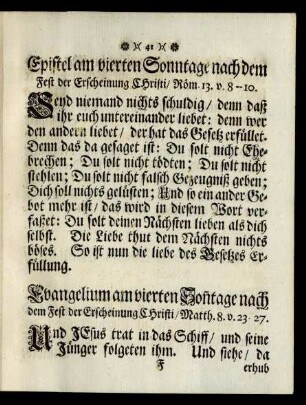 Epistel am vierten Sonntage nach dem Fest der Erscheinung Christi ...