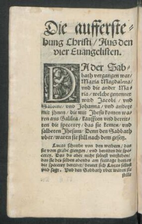 Die aufferstehung Christi/ Aus den vier Evangelisten.
