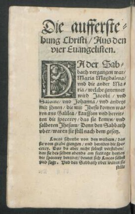 Die aufferstehung Christi/ Aus den vier Evangelisten.