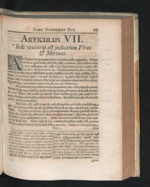 Articulus VII. Inde venturus est iudicatum Vivos & Mortuos