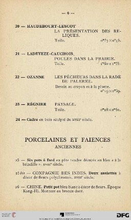 Porcelaines Et Faiences (Nr. 25-45)