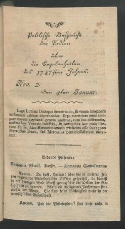Nro. 2. den 4ten Januar