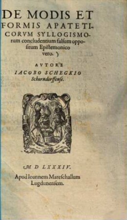 De modis et formis apateticorum syllogismorum concludentium falsum oppositum epistemonico vero