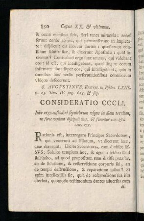 850-857, Consideratio CCCLI - CCCLII