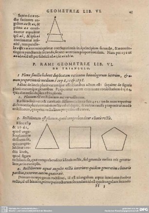 P. Rami Geometriae Lib. VI. De Triangulo.