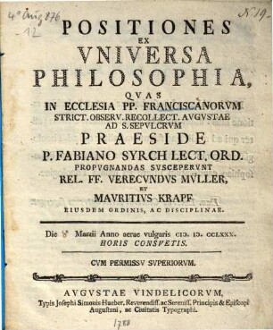 Positiones Ex Vniversa Philosophia