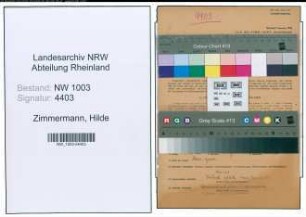 Entnazifizierung Hilde Zimmermann , geb. 28.07.1912 (Krankenschwester)
