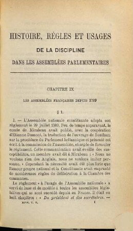 Histoire de la discipline parlementaire, II