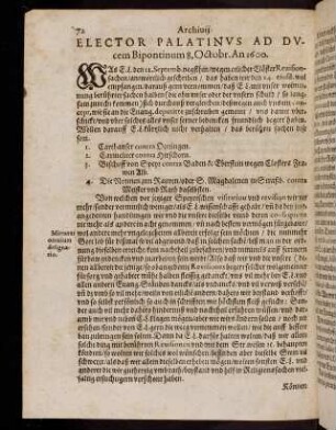 72-92, Elector Palatinus [...] An. 1600. - Recessus aliquot statuum [...] An. 1600.