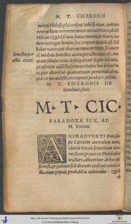 Marci Tulli Ciceronis Paradoxa Sex
