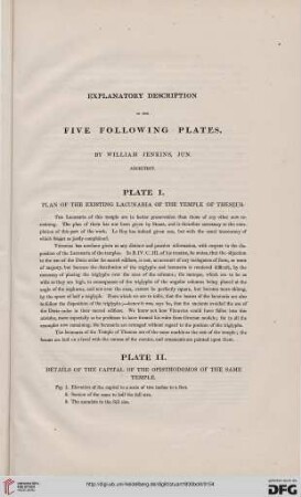 Explanatory Description to the five following Plates