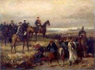 Generalleutnant Nehrhoff von Holderberg, sächsischer Kommandeur, bei Brie-sur-Marne am 2. Dezember 1870