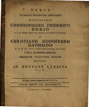 De Christi divitiis et paupertate ad 2 Cor. 8.9.