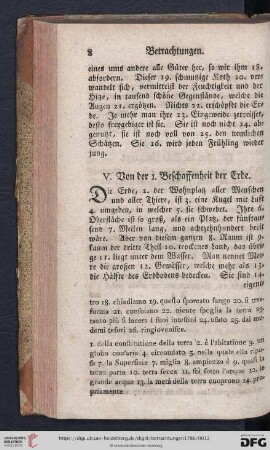 V. Von der I. Beschaffenheit der Erde