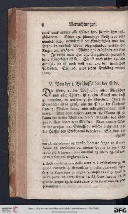 V. Von der I. Beschaffenheit der Erde