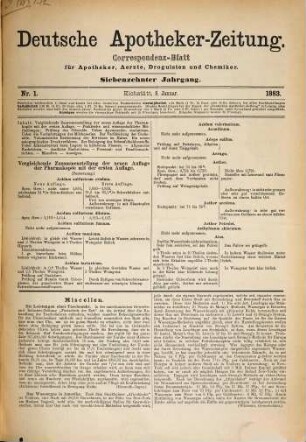 Deutsche Apotheker-Zeitung : Correspondenz-Blatt für Apotheker, Aerzte, Droguisten und Chemiker. 18. 1883