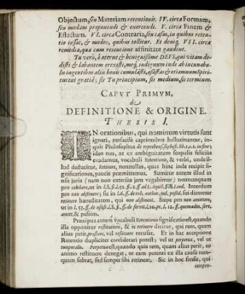 Caput Primum, de Definitione & Origine.