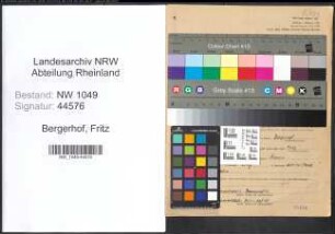 Entnazifizierung Fritz Bergerhof , geb. 27.10.1907 (Schlosser)