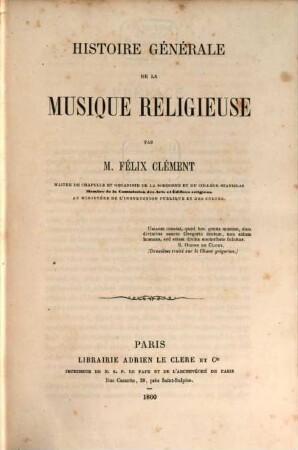 Histoire générale de la musique réligieuse