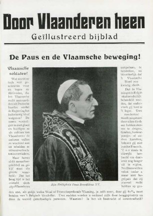 Door Vlaanderen heen - geïllustreerd bijblad: De Paus en de Vlaamsche beweging!