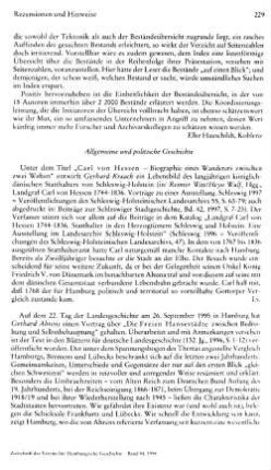 Rezensionen und Hinweise : Allgemeine und politische Geschichte