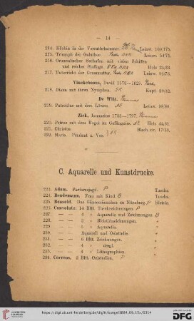 C. Aquarelle und Kunstdrucke (Nr. 223 - 285)