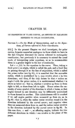 Chapter XI. On properties of plane curves, as defined by equations referred to polar coordinates.