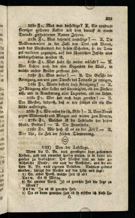 233-234, VIII) Von der Tafelloge.
