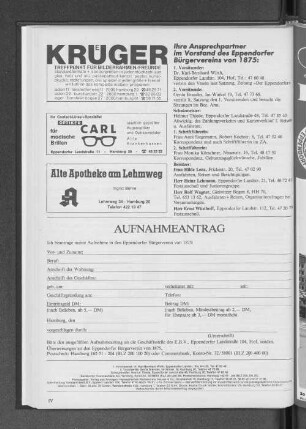 Ihre Ansprechpartner im Vorstand des Eppendorfer Bürgervereins von 1875: