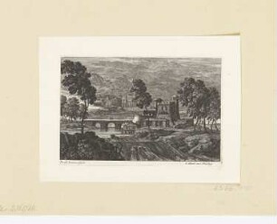 Landschaft mit Festung, Wassermühle und Wasserfall