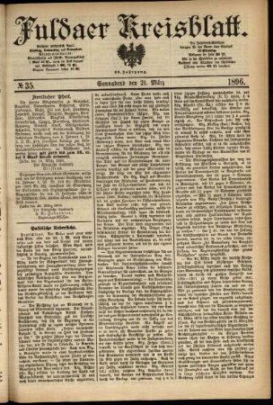 Erste Ausgabe vom Samstag, den 21. März 1896.