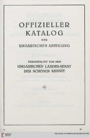 Offizieller Katalog der ungarischen Abteilung