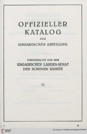 Offizieller Katalog der ungarischen Abteilung