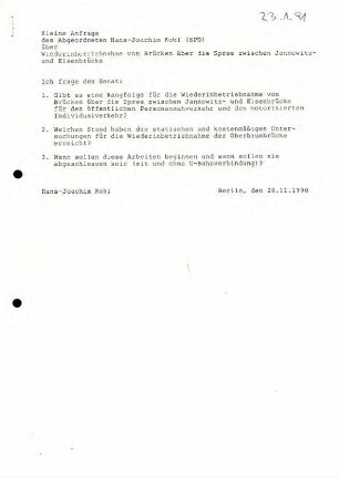 Unterlagen: Verkehrsplanungen nach Maueröffnung