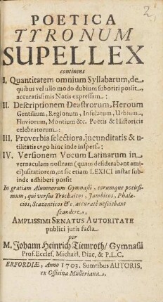 Poetica Tyronum Supellex